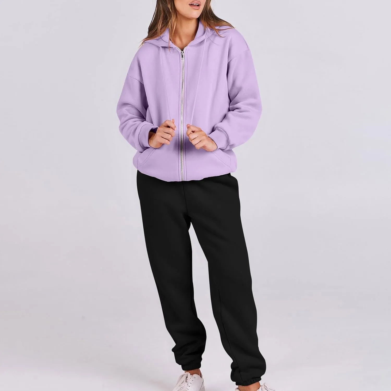 Jogger Sets for Women 2 Piece Zipper Jacket Long Sleeve Hoodie Sweatshirt Baggy Sweat Pants Comfy Lounge Sweatsuit