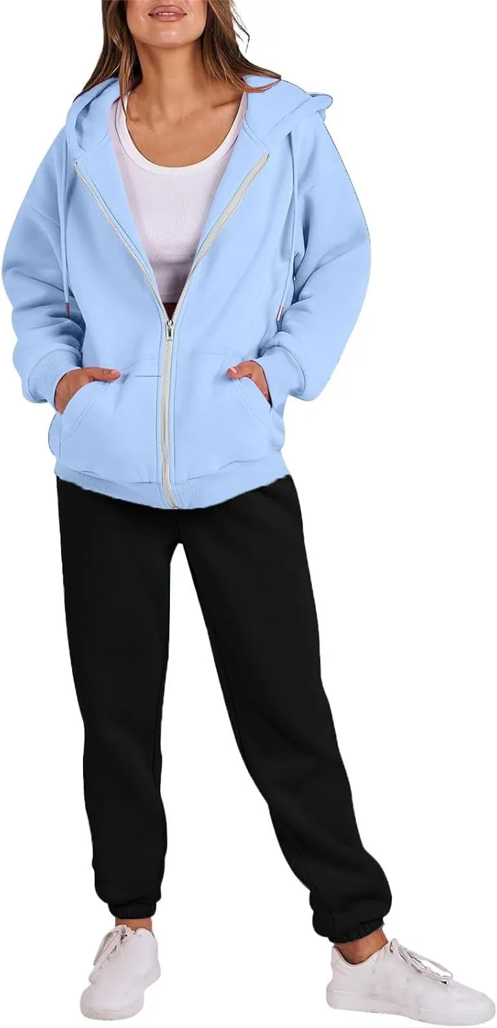 Jogger Sets for Women 2 Piece Zipper Jacket Long Sleeve Hoodie Sweatshirt Baggy Sweat Pants Comfy Lounge Sweatsuit