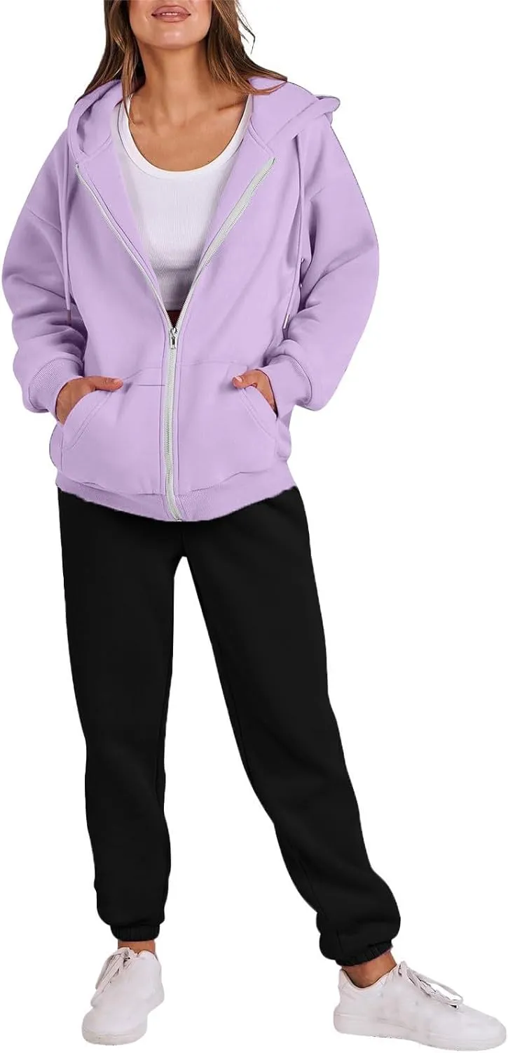 Jogger Sets for Women 2 Piece Zipper Jacket Long Sleeve Hoodie Sweatshirt Baggy Sweat Pants Comfy Lounge Sweatsuit