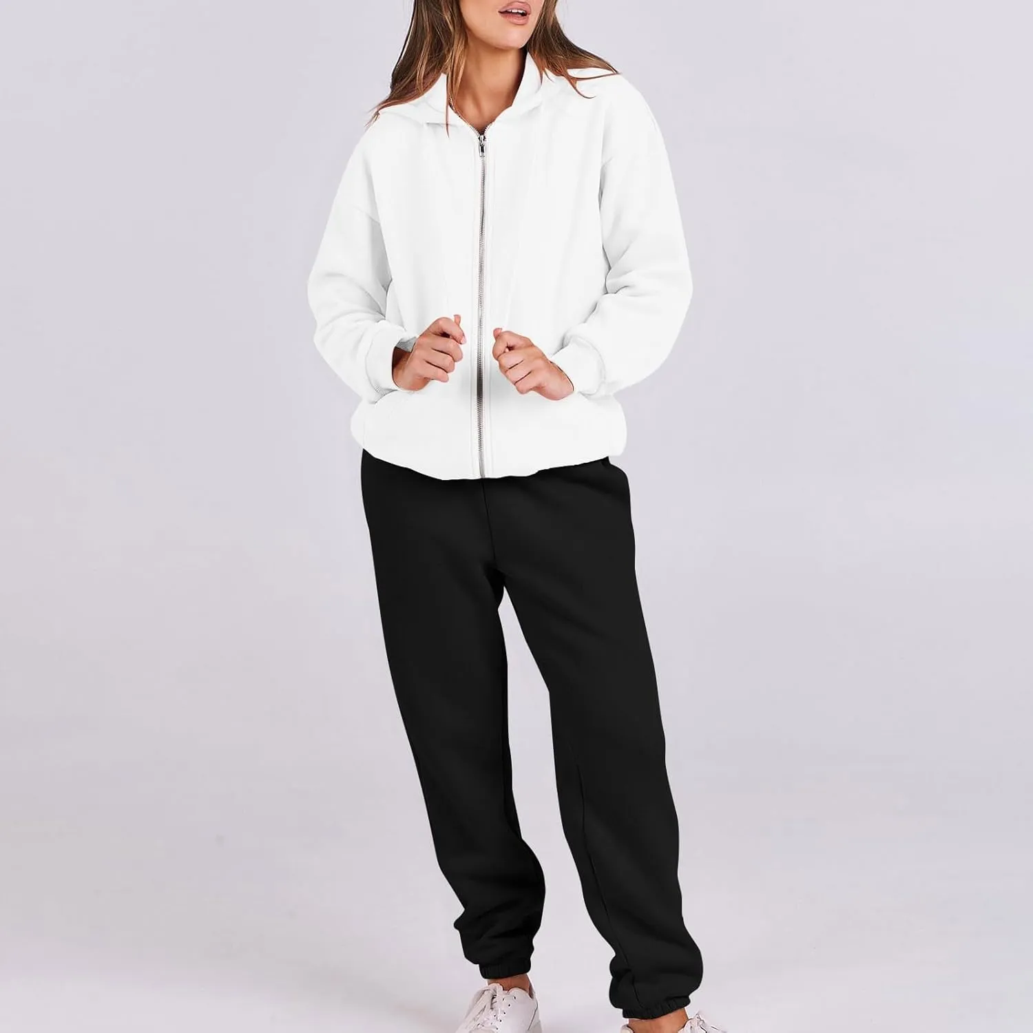 Jogger Sets for Women 2 Piece Zipper Jacket Long Sleeve Hoodie Sweatshirt Baggy Sweat Pants Comfy Lounge Sweatsuit