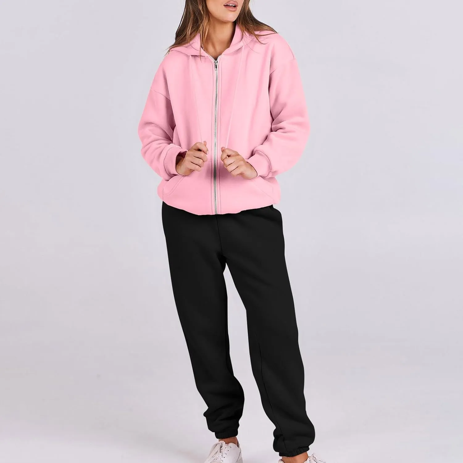 Jogger Sets for Women 2 Piece Zipper Jacket Long Sleeve Hoodie Sweatshirt Baggy Sweat Pants Comfy Lounge Sweatsuit