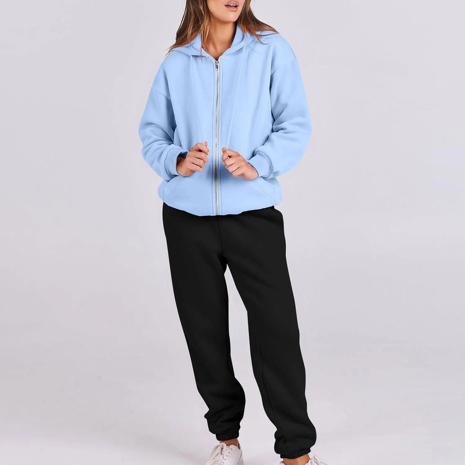Jogger Sets for Women 2 Piece Zipper Jacket Long Sleeve Hoodie Sweatshirt Baggy Sweat Pants Comfy Lounge Sweatsuit