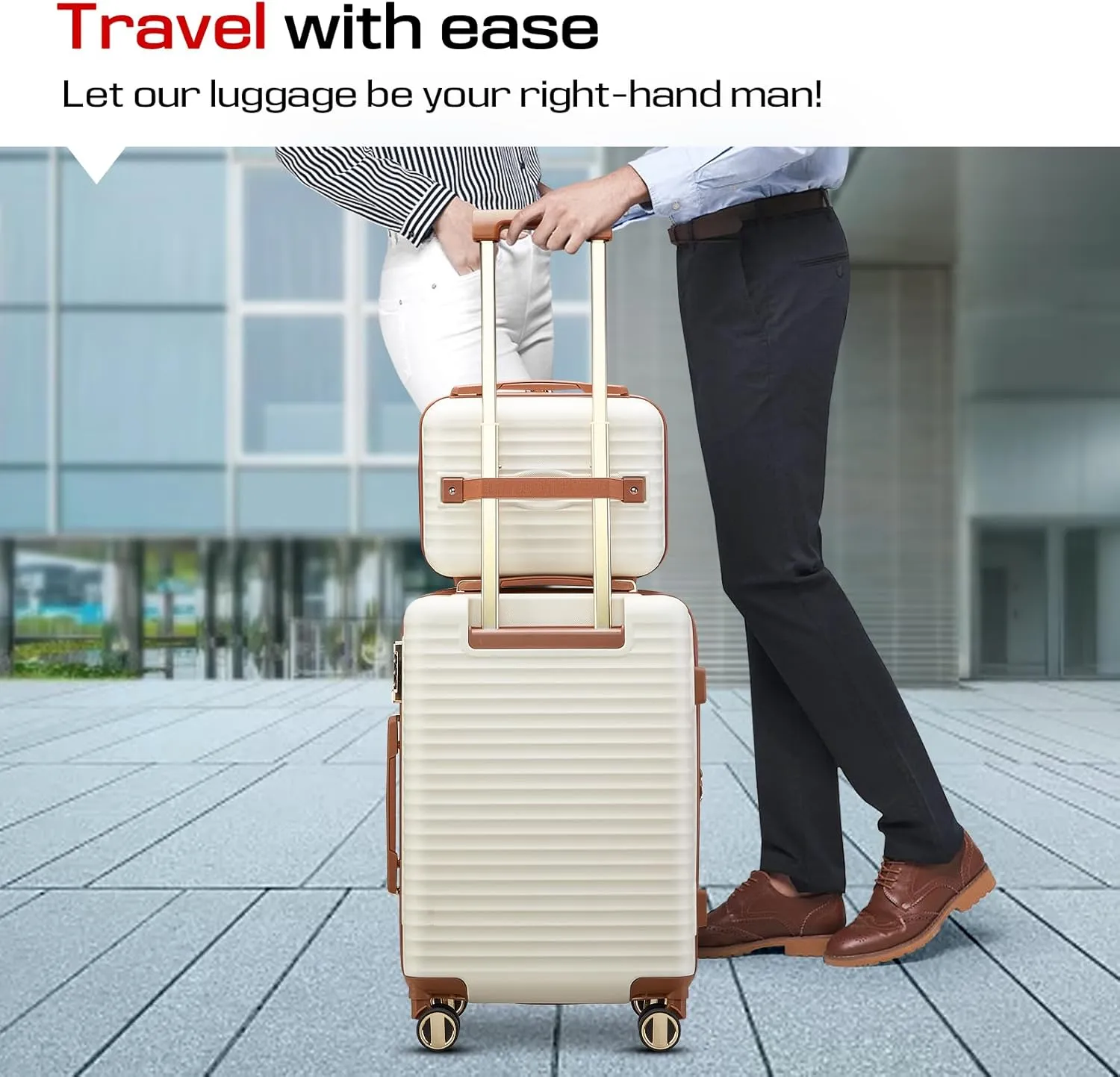 Joyway Expandable Luggage Sets 5 Piece with TSA Lock, Lightweight Hard Shell Travel Suitcase Set with Spinner Wheels, White