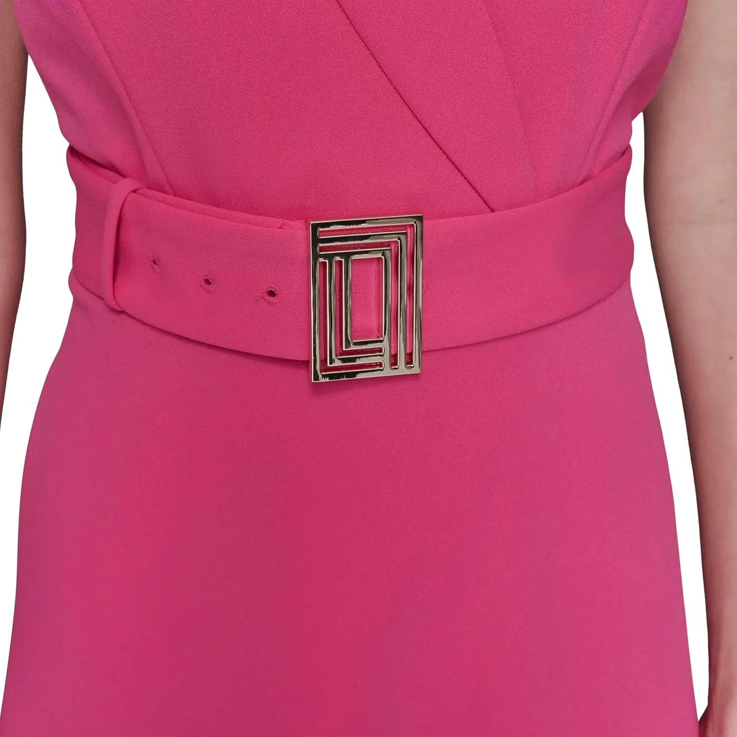 Karl Lagerfeld Paris Women's Light Belted Sleeveless Midi Dress