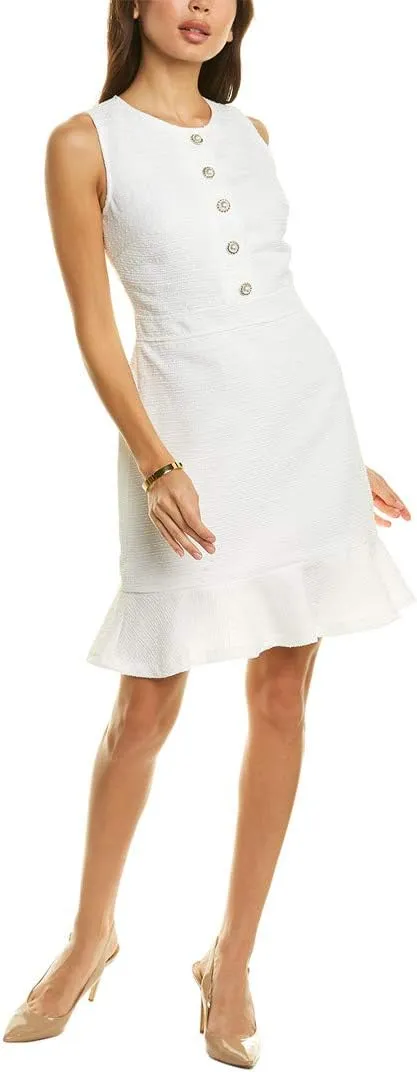 Karl Lagerfeld Paris Women's Tweed Shift Dress with Pockets
