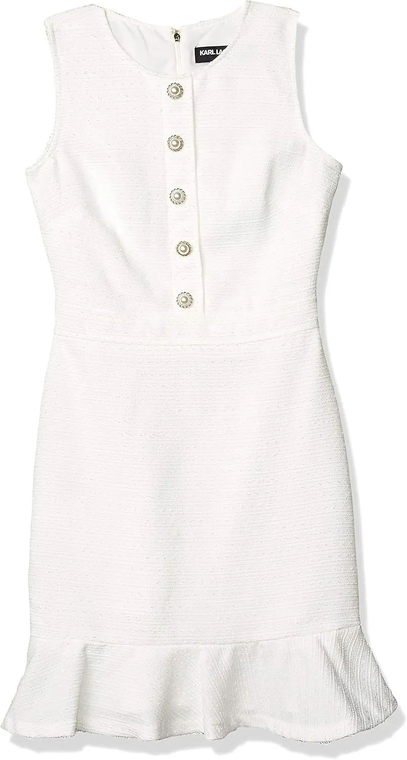 Karl Lagerfeld Paris Women's Tweed Shift Dress with Pockets