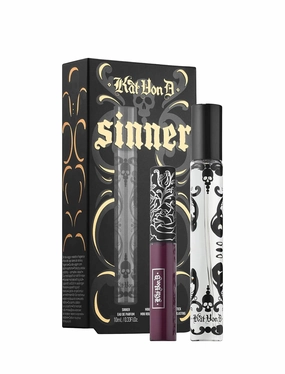 Kat Von D SINNER Travel Duo - Eau De Parfum Travel Spray   Everlasting Liquid Lipstick mini