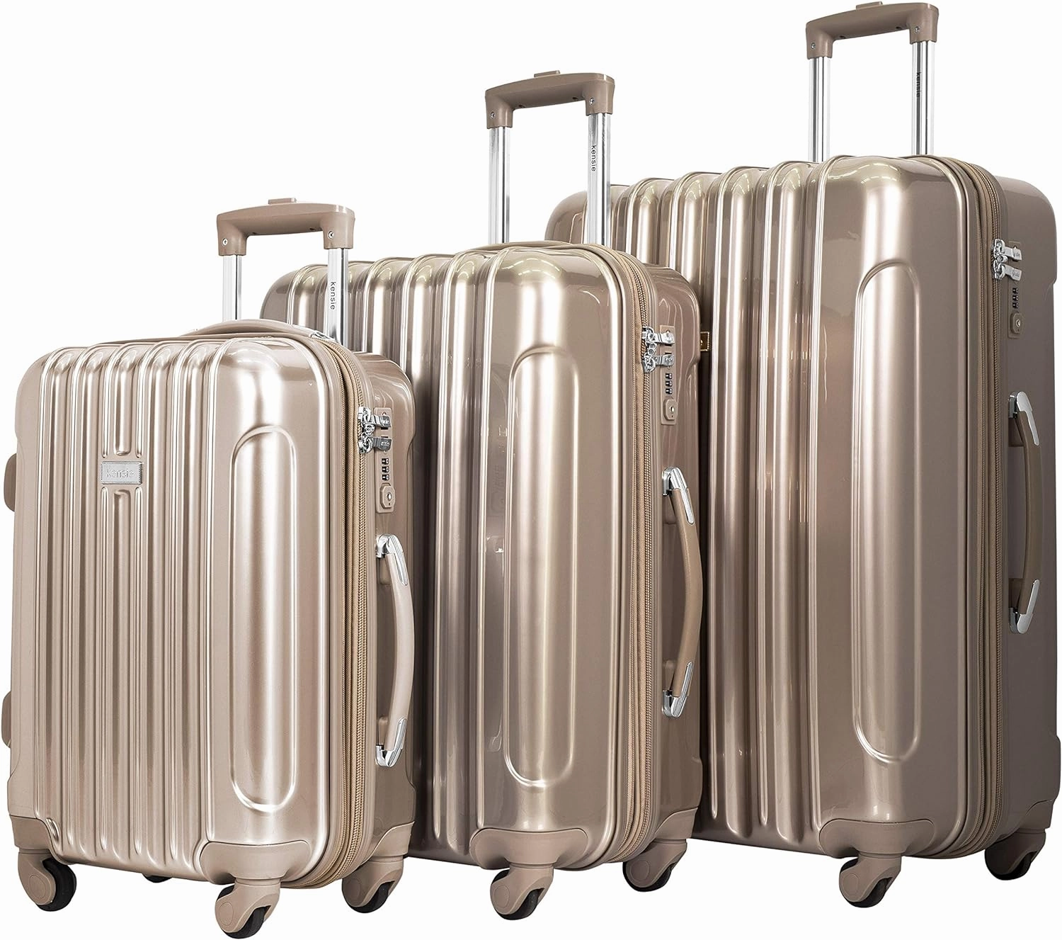kensie Women's Alma Luggage, Pale Gold, 3 Piece Set (28"/24"/20")