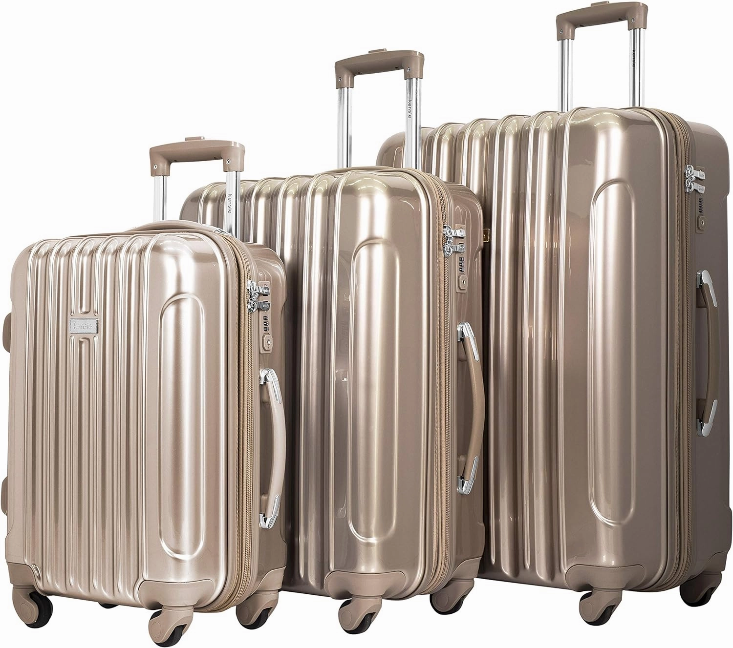 kensie Women's Alma Luggage, Pale Gold, 3 Piece Set (28"/24"/20")