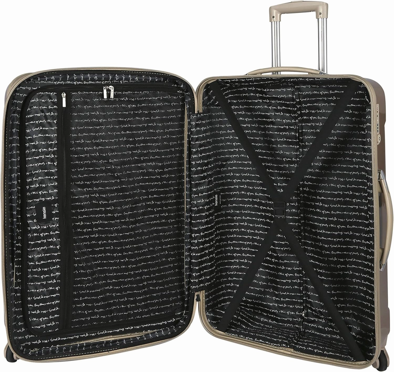kensie Women's Alma Luggage, Pale Gold, 3 Piece Set (28"/24"/20")