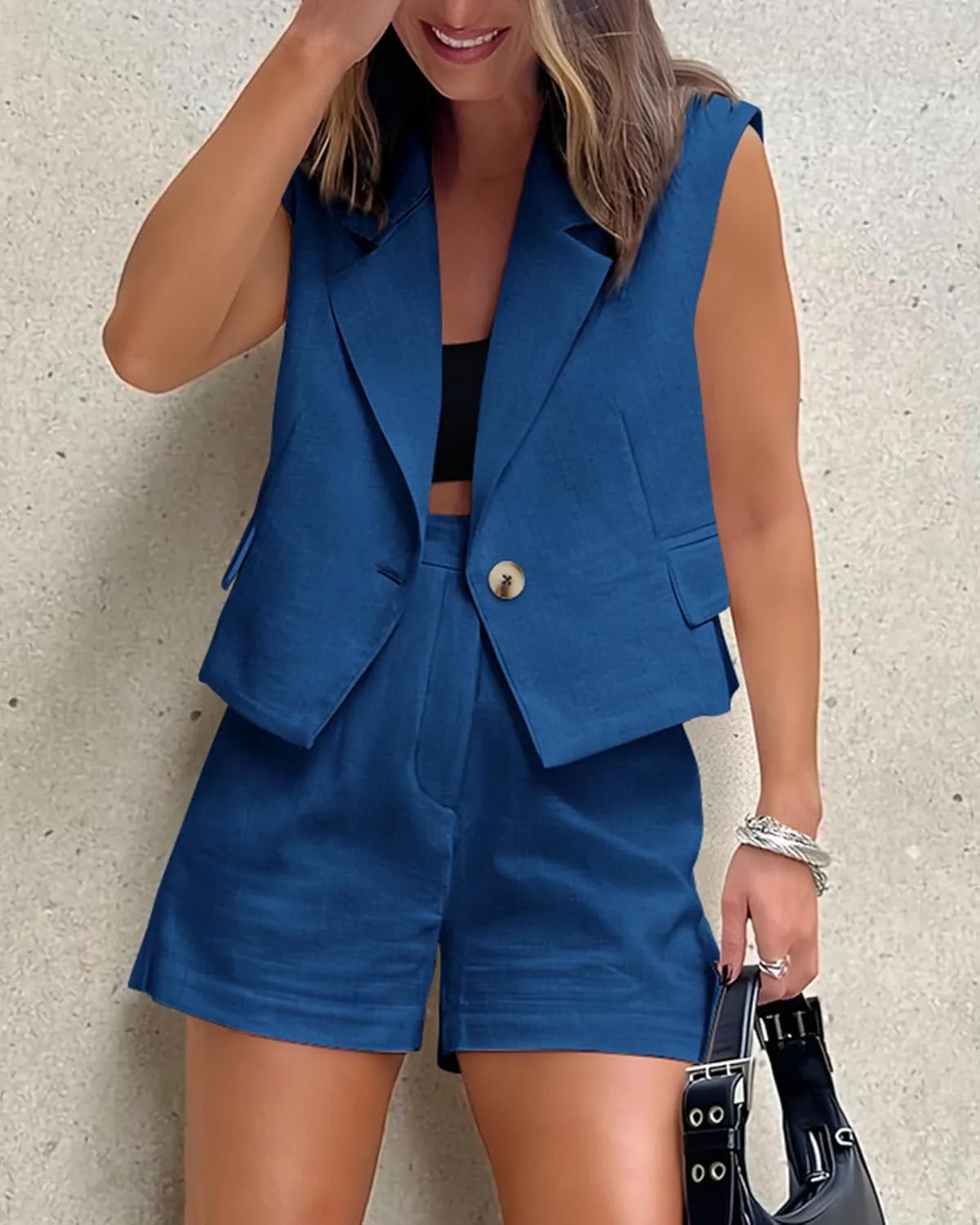 KIRUNDO 2 Piece Sets for Women Summer Outfits Business Casual Vest and Shorts Set Lightweight Sleeveless Matching Clothes
