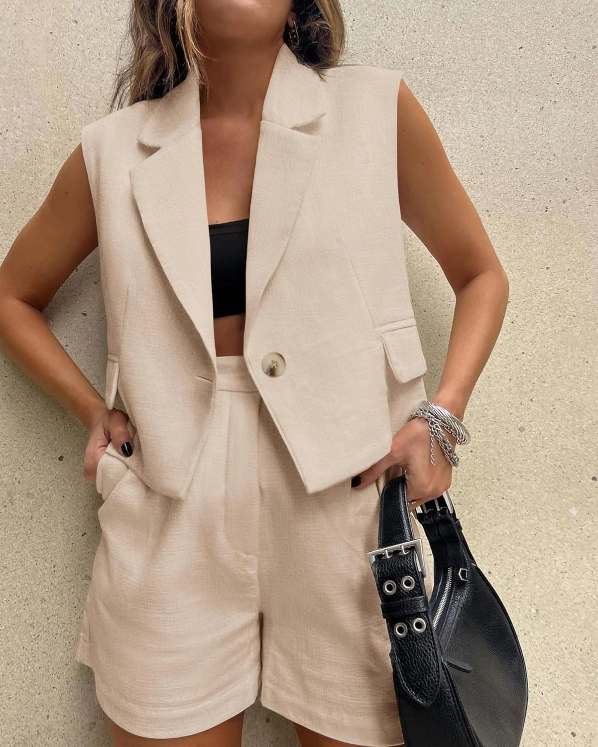 KIRUNDO 2 Piece Sets for Women Summer Outfits Business Casual Vest and Shorts Set Lightweight Sleeveless Matching Clothes