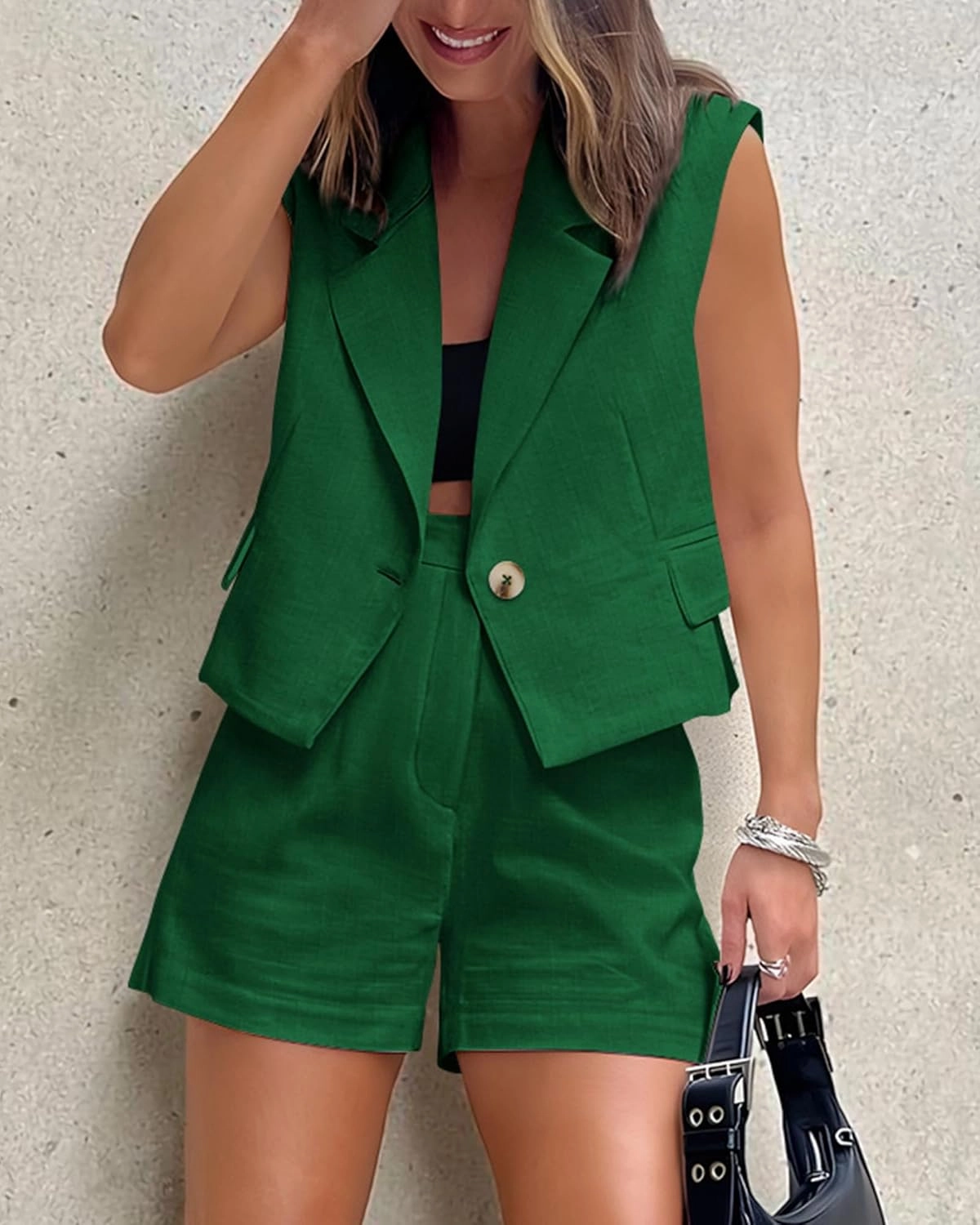 KIRUNDO 2 Piece Sets for Women Summer Outfits Business Casual Vest and Shorts Set Lightweight Sleeveless Matching Clothes