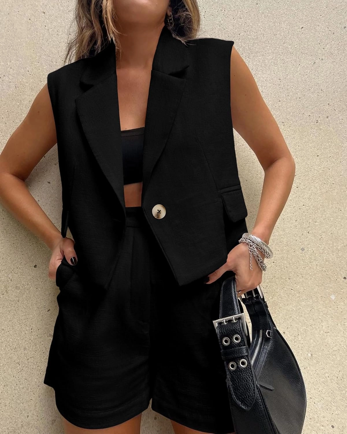 KIRUNDO 2 Piece Sets for Women Summer Outfits Business Casual Vest and Shorts Set Lightweight Sleeveless Matching Clothes