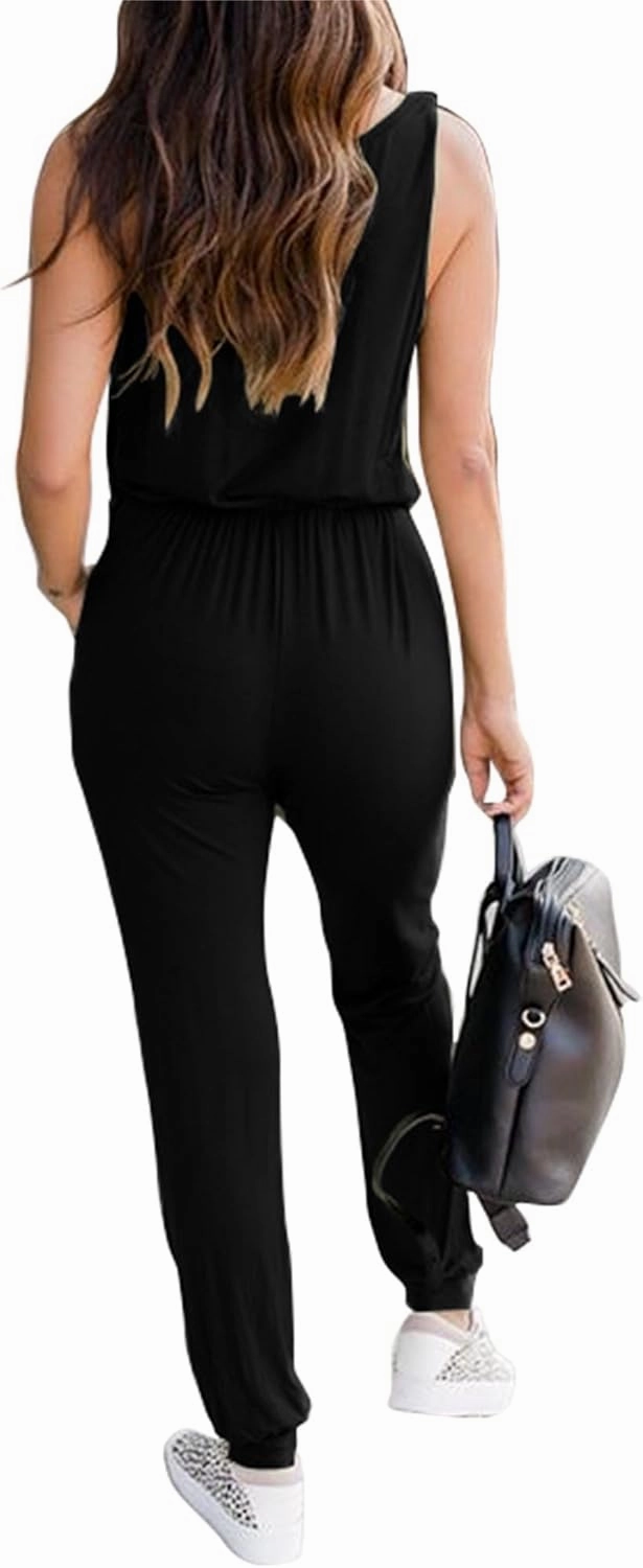 KIRUNDO Women 2025 Summer Jumpsuits Casual Sleeveless Drawstring Elastic Waist Romper Vacation Cruise Airport Travel Outfits