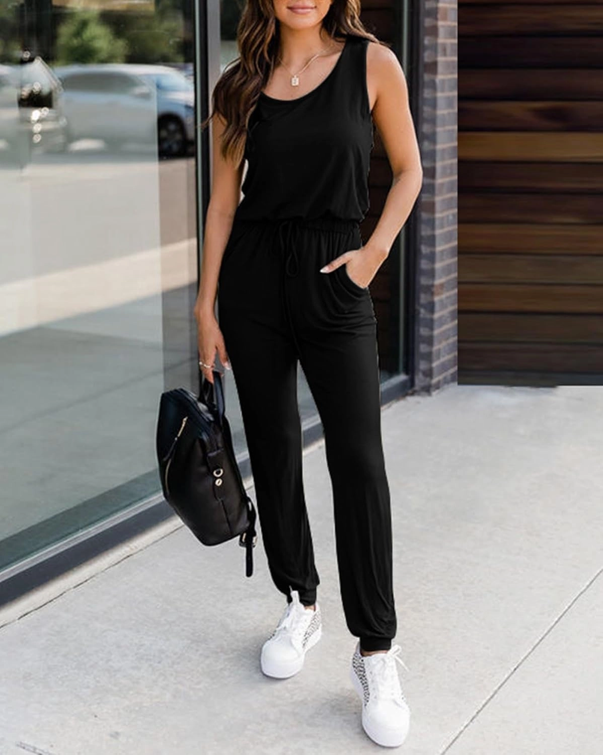KIRUNDO Women 2025 Summer Jumpsuits Casual Sleeveless Drawstring Elastic Waist Romper Vacation Cruise Airport Travel Outfits