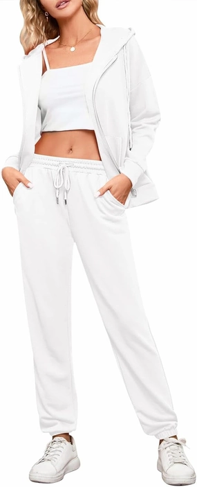 Kisscynest Track Suits for Women Set Casual 2 Piece Outfits Sweatsuits Zipper Hoodie Drawstring Pant Jogger Sets