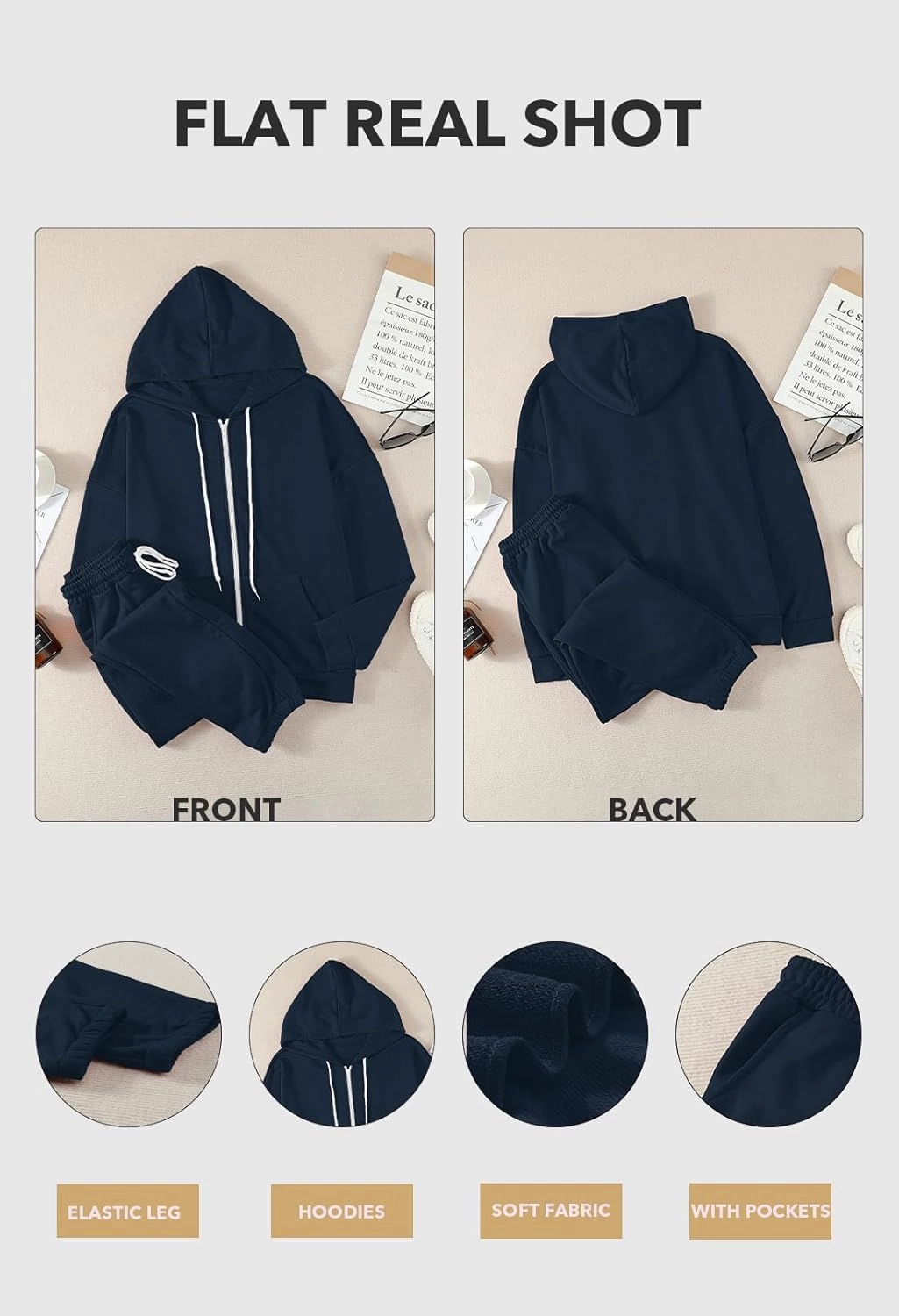 Kisscynest Track Suits for Women Set Casual 2 Piece Outfits Sweatsuits Zipper Hoodie Drawstring Pant Jogger Sets