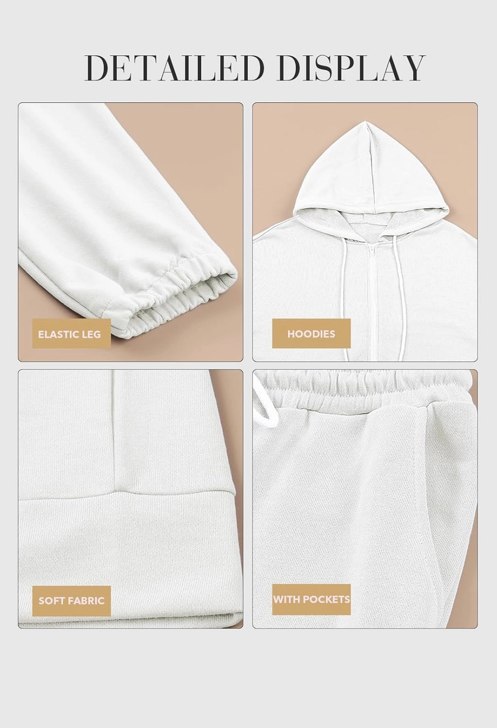 Kisscynest Track Suits for Women Set Casual 2 Piece Outfits Sweatsuits Zipper Hoodie Drawstring Pant Jogger Sets