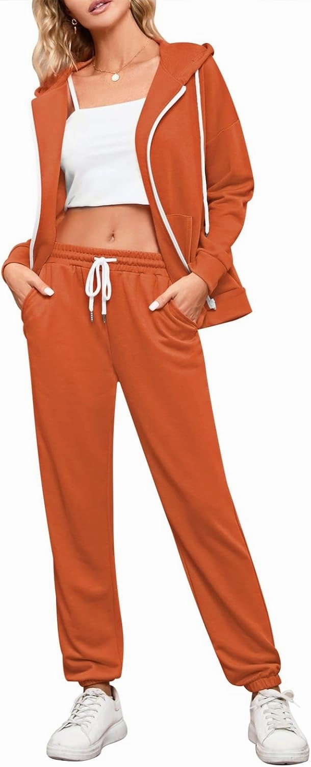 Kisscynest Track Suits for Women Set Casual 2 Piece Outfits Sweatsuits Zipper Hoodie Drawstring Pant Jogger Sets
