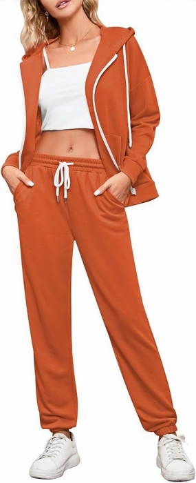 Kisscynest Track Suits for Women Set Casual 2 Piece Outfits Sweatsuits Zipper Hoodie Drawstring Pant Jogger Sets