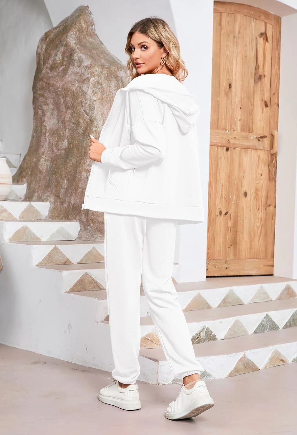 Kisscynest Track Suits for Women Set Casual 2 Piece Outfits Sweatsuits Zipper Hoodie Drawstring Pant Jogger Sets