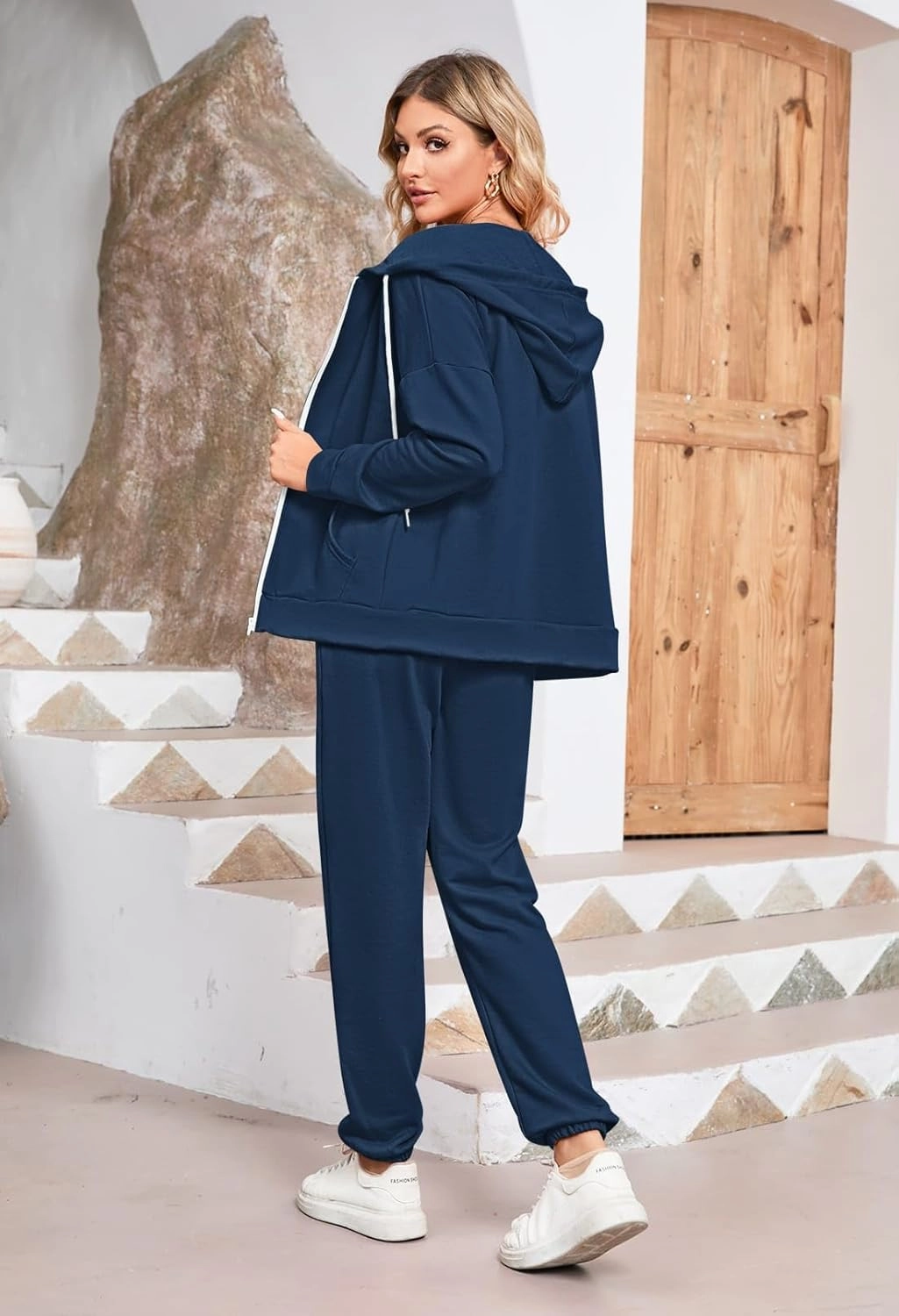 Kisscynest Track Suits for Women Set Casual 2 Piece Outfits Sweatsuits Zipper Hoodie Drawstring Pant Jogger Sets