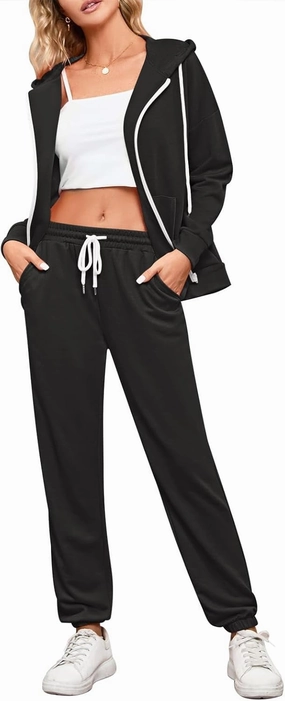 Kisscynest Track Suits for Women Set Casual 2 Piece Outfits Sweatsuits Zipper Hoodie Drawstring Pant Jogger Sets