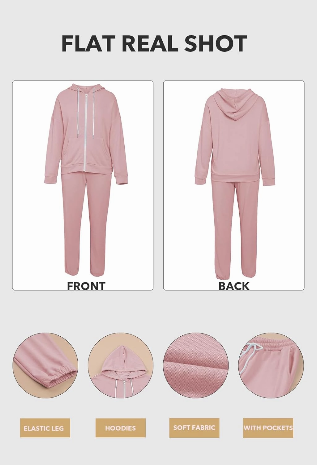 Kisscynest Track Suits for Women Set Casual 2 Piece Outfits Sweatsuits Zipper Hoodie Drawstring Pant Jogger Sets