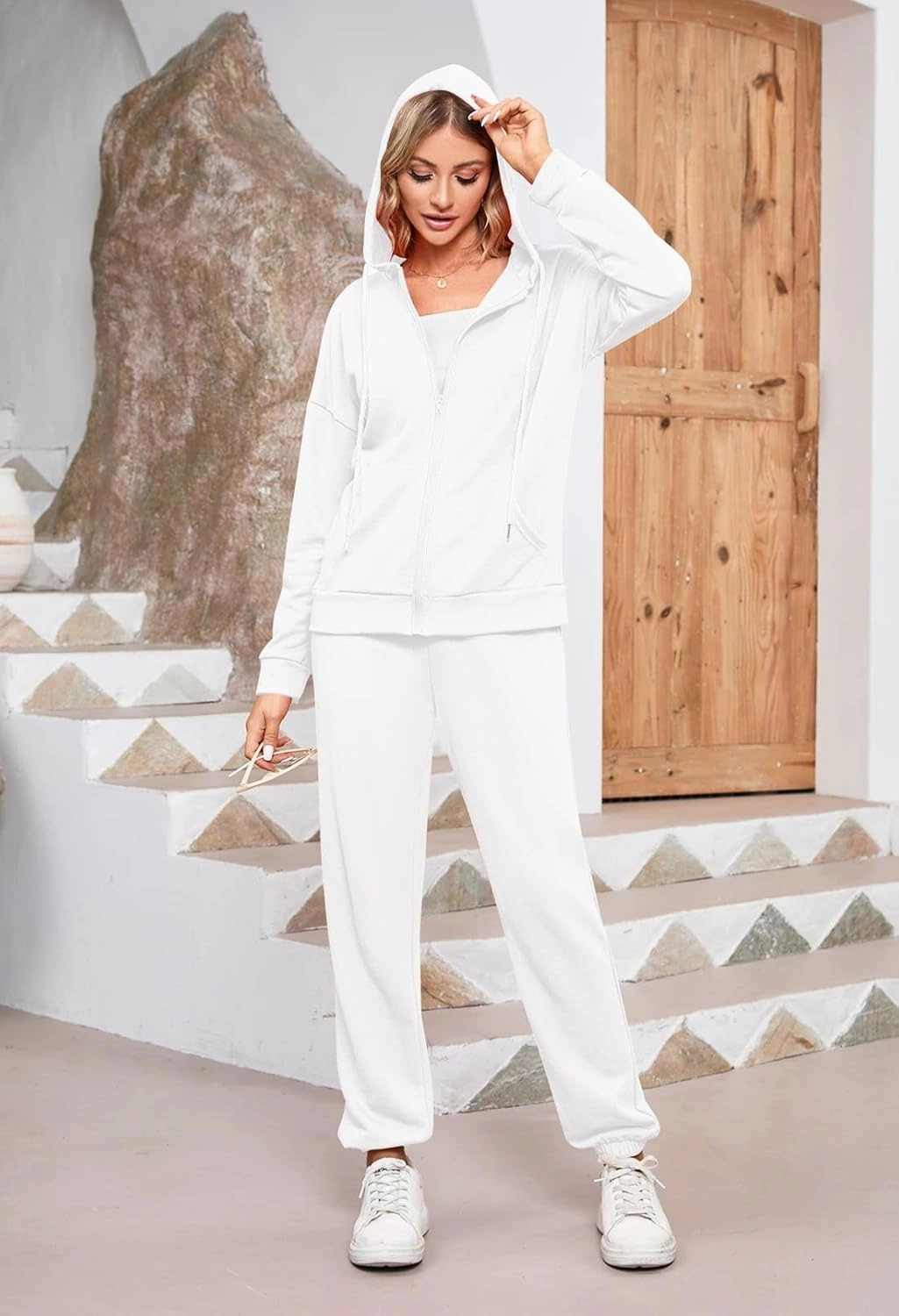 Kisscynest Track Suits for Women Set Casual 2 Piece Outfits Sweatsuits Zipper Hoodie Drawstring Pant Jogger Sets