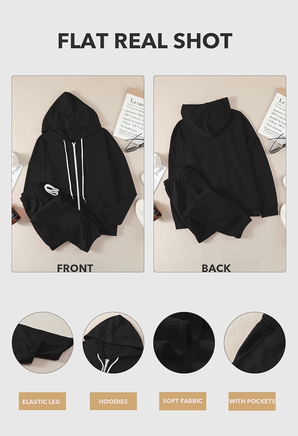 Kisscynest Track Suits for Women Set Casual 2 Piece Outfits Sweatsuits Zipper Hoodie Drawstring Pant Jogger Sets