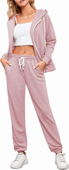 Kisscynest Track Suits for Women Set Casual 2 Piece Outfits Sweatsuits Zipper Hoodie Drawstring Pant Jogger Sets