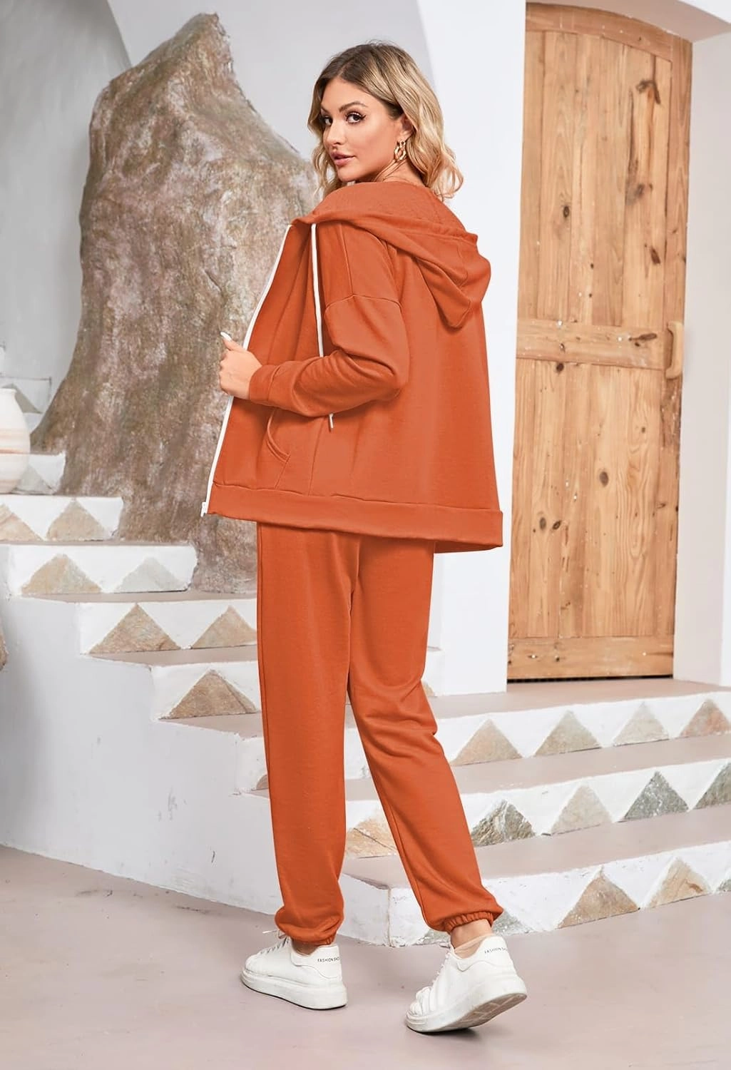 Kisscynest Track Suits for Women Set Casual 2 Piece Outfits Sweatsuits Zipper Hoodie Drawstring Pant Jogger Sets