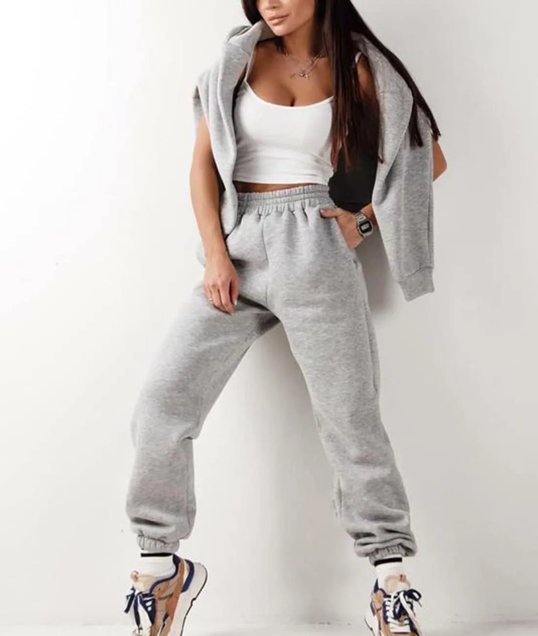 Kissonic Womens Fleece 2 Piece Outfits Sweatsuit Half Zip Pullover Sweatshirt Joggers Pants Tracksuit Set