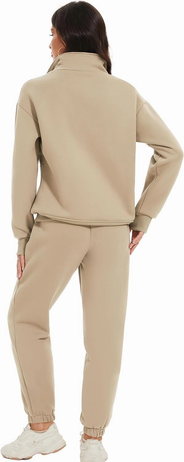 Kissonic Womens Fleece 2 Piece Outfits Sweatsuit Half Zip Pullover Sweatshirt Joggers Pants Tracksuit Set