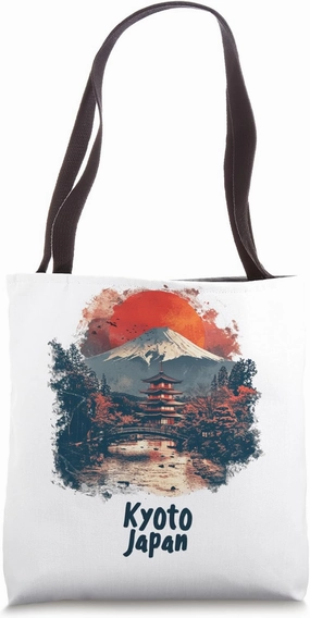 Kyoto Japan Temple Skyline Shrine Souvenir City Travel Tote Bag