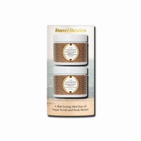 LaLicious Brown Sugar Vanilla Travel Besties Set - 2-Piece Gift Set Includes Travel-Size Whipped Sugar Scrub & Hydrating Body Butter - Moisturize, Hydrate & Nourish Skin