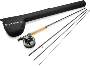 LAMSON | Liquid Combo Fly Fishing Rod and Reel Pre Spooled | Cordura Travel Tube & Padded Reel Case | U.S. Made Fly line | Medium Fast Action 9 Foot 4-Piece | 5wt   8wt with Fighting Butt