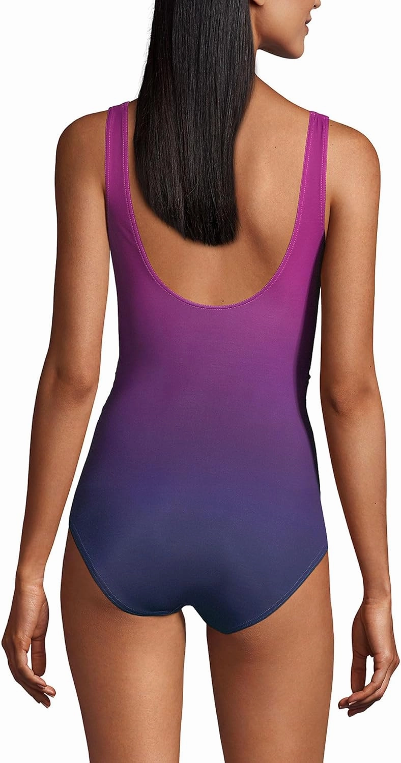 Lands' End Women's Slender Suit Wrap One Piece Swimsuit