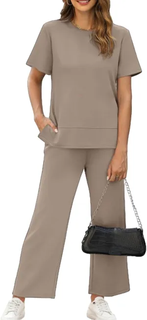 Life by Lee 2 Piece Set, Life by Lee, Life by Lee Travel Wear, Loose Crew Neck T-Shirt with Short Sleeves