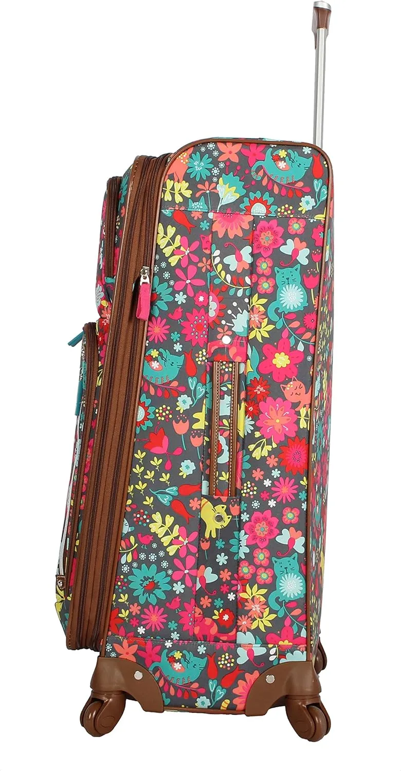 Lily Bloom Design Pattern 28" Luggage Softside Expandable With Double Spinner Wheels, Large Lightweight Suitcase Checked Bag For Women