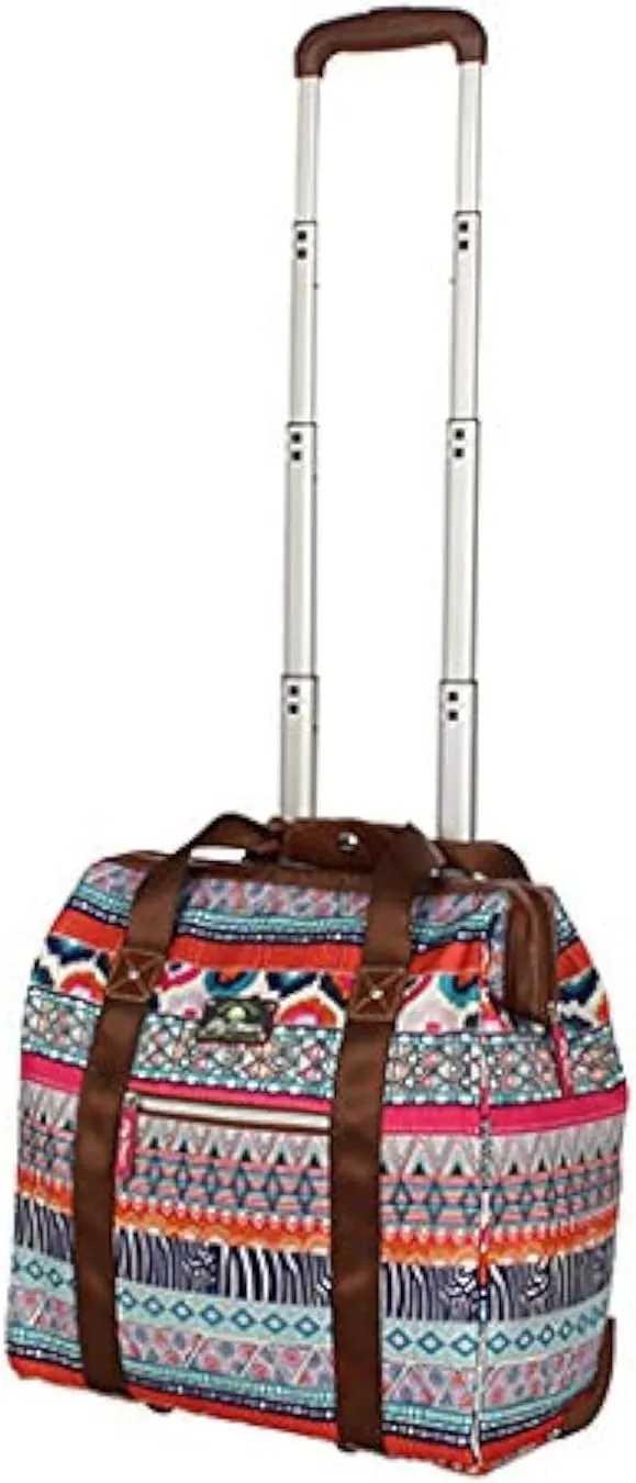 Lily Bloom Designer Under the Seat Tote Cabin Luggage Collection - 15 Inch Patterned Carry on Bag For Women - Lightweight Suitcase with 2 Rolling Spinner Wheels (Tribal Stripe)