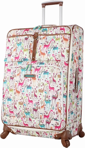 Lily Bloom Design Pattern 28" Luggage Softside Expandable With Double Spinner Wheels, Large Lightweight Suitcase Checked Bag For Women