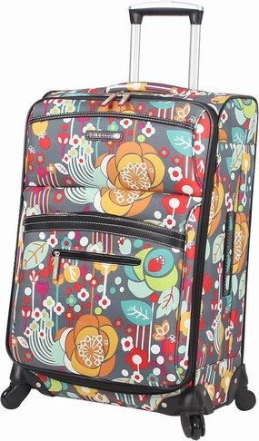 Lily Bloom Design Pattern 28" Luggage Softside Expandable With Double Spinner Wheels, Large Lightweight Suitcase Checked Bag For Women