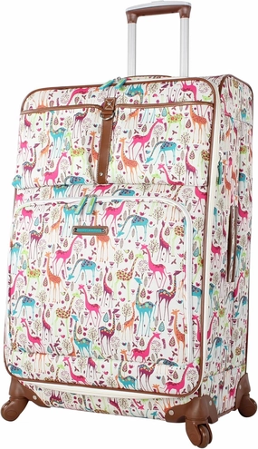 Lily Bloom Design Pattern 28" Luggage Softside Expandable With Double Spinner Wheels, Large Lightweight Suitcase Checked Bag For Women