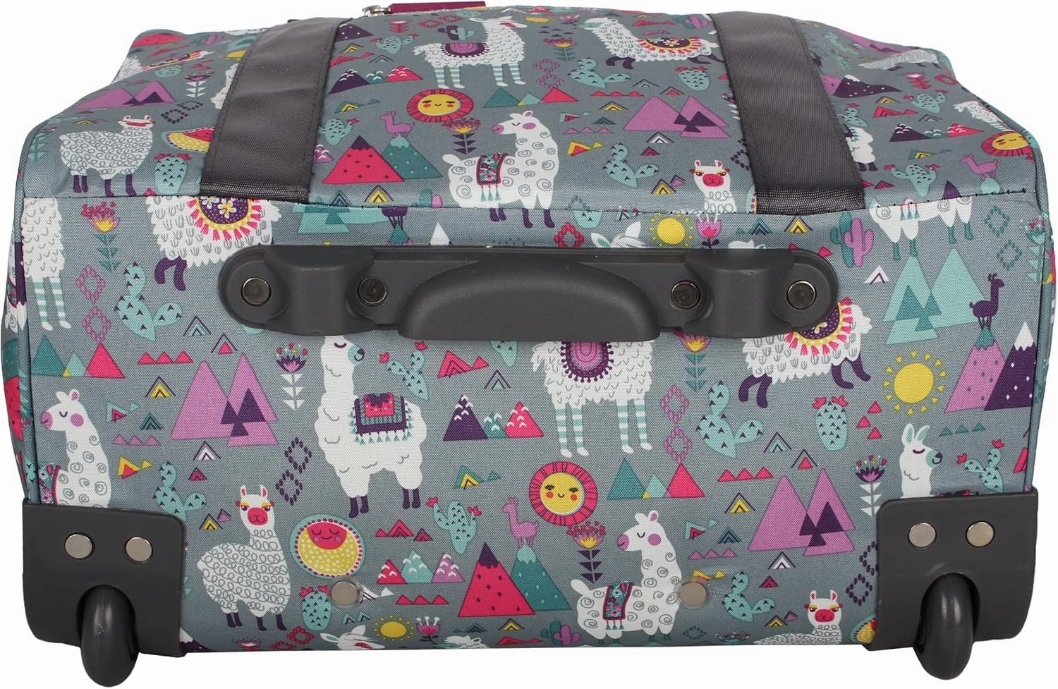 Lily Bloom Designer Under the Seat Tote Cabin Luggage Collection - 15 Inch Patterned Carry on Bag For Women - Lightweight Suitcase with 2 Rolling Wheels (Llama Mama)