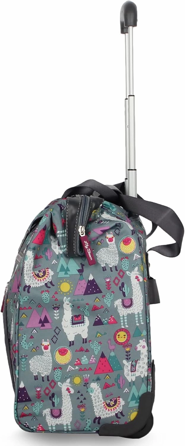 Lily Bloom Designer Under the Seat Tote Cabin Luggage Collection - 15 Inch Patterned Carry on Bag For Women - Lightweight Suitcase with 2 Rolling Wheels (Llama Mama)