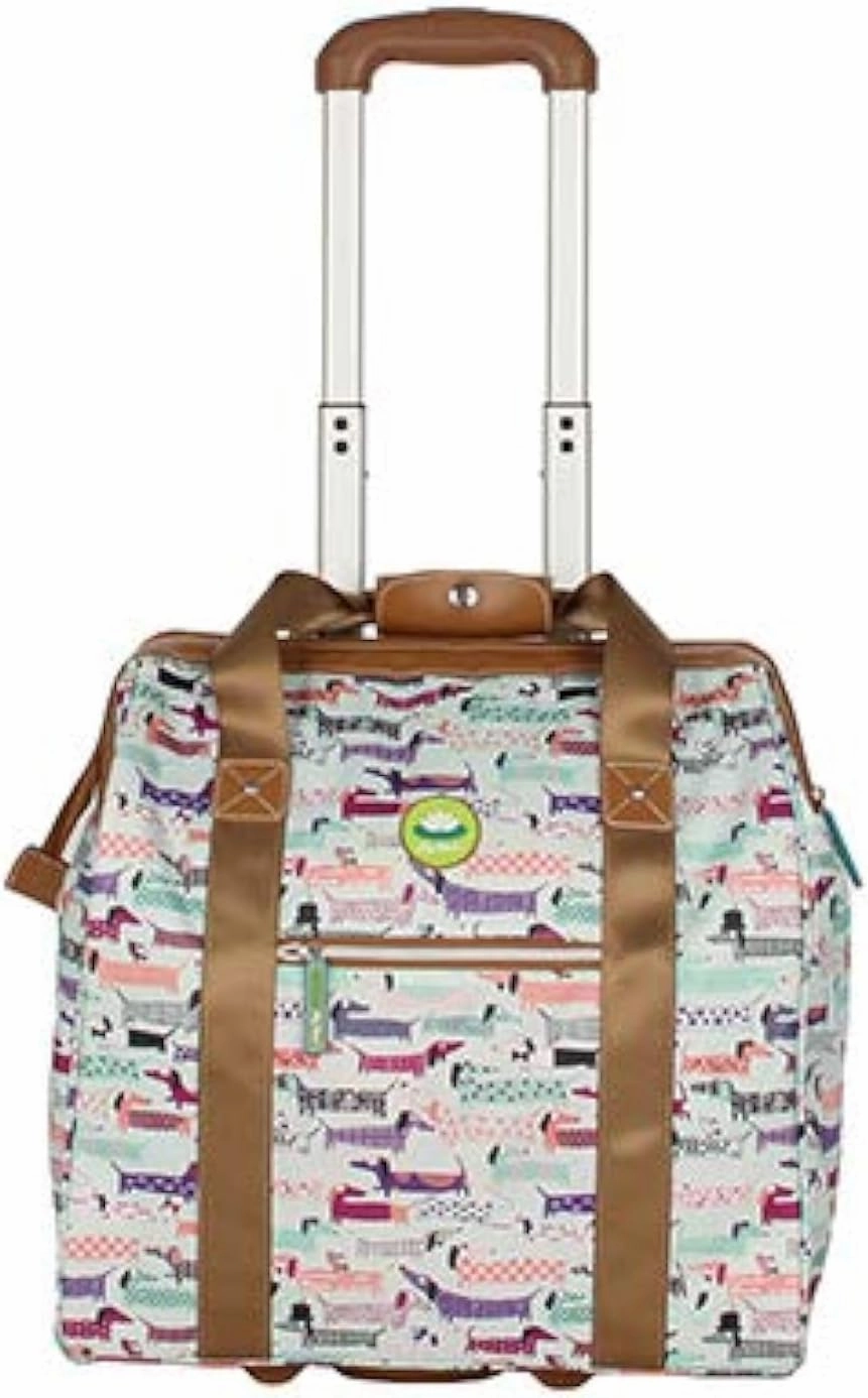 Lily Bloom Designer Under the Seat Tote Cabin Luggage Collection - 15 Inch Patterned Carry on Bag For Women - Lightweight Suitcase with 2 Rolling Wheels (Totally Paw Some)