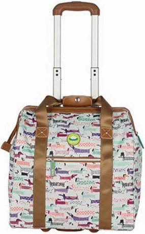 Lily Bloom Designer Under the Seat Tote Cabin Luggage Collection - 15 Inch Patterned Carry on Bag For Women - Lightweight Suitcase with 2 Rolling Wheels (Totally Paw Some)