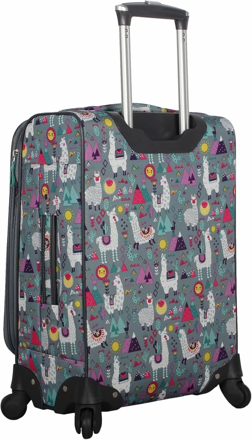 Lily Bloom Luggage 3 Piece Softside Spinner Suitcase Set Collection (Llama Mama)